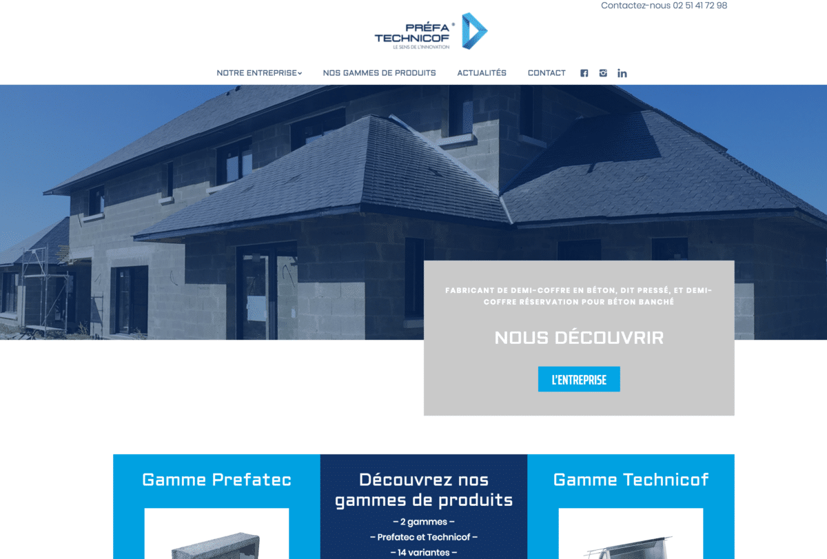 Capture d'écran du site Préfa-Technicof