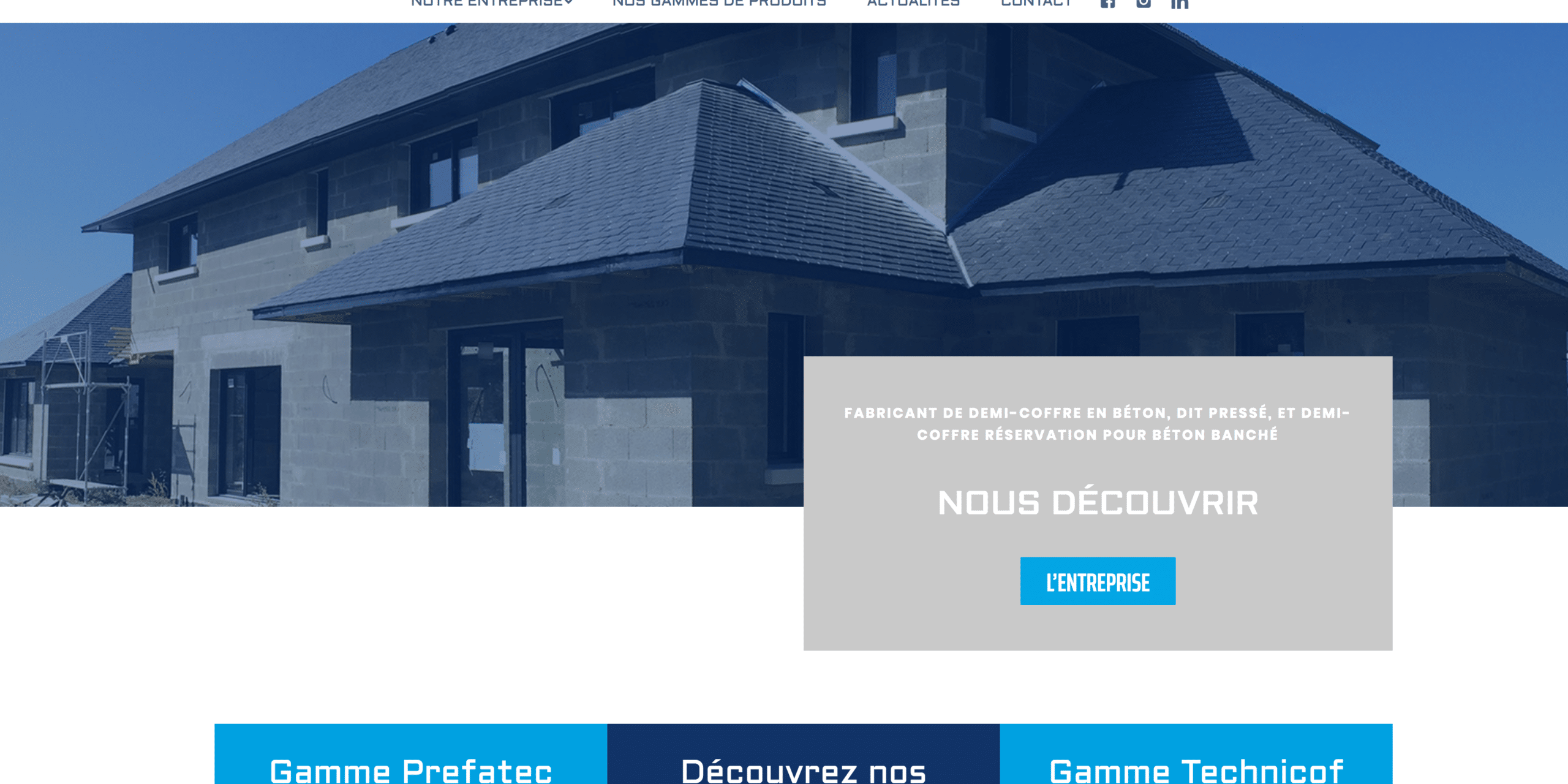 Capture d'écran du site Préfa-Technicof